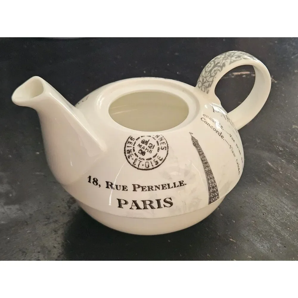 Paula Scaletta PPD Paris Postcard Bone China Teapot Eiffel Tower